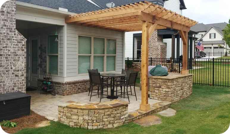 custom patio in back yard