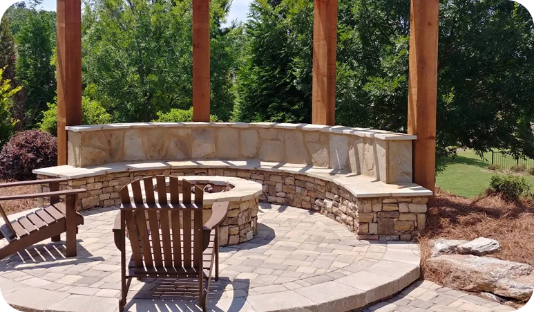 custom hardscape patio and firepit