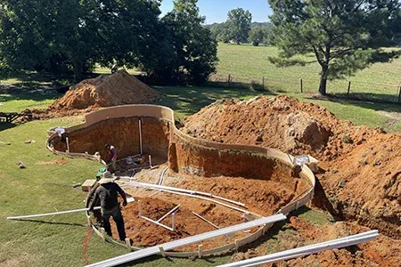 excavating yard for building a inground pool