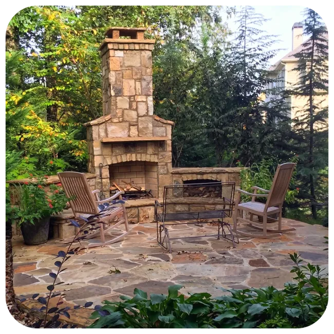 custom built outdoor fireplace