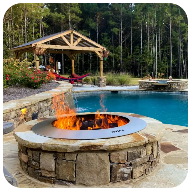 hardscaping near a inground pool