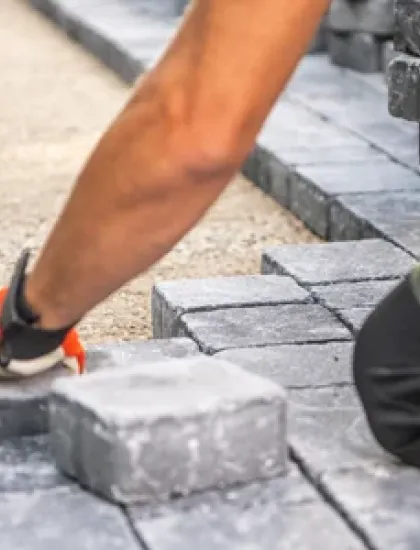 laying out pavers